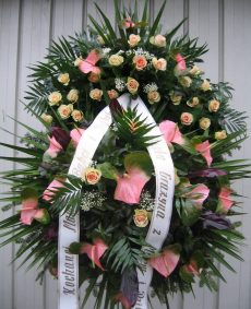 Wieniec średni - Anturium różowo zielone i Róża zielono różowa cennik pogrzeb warszawa