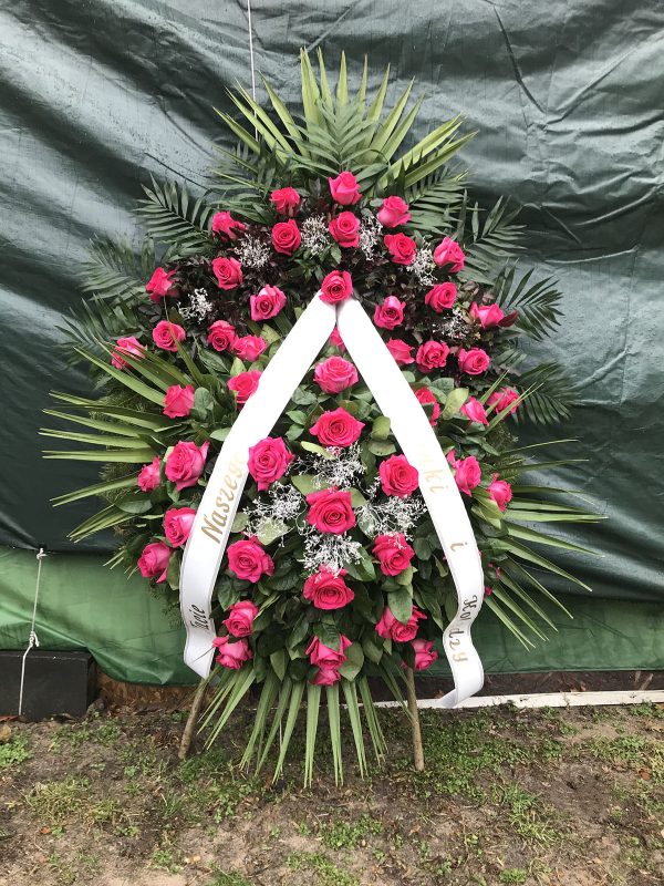 Wieniec mały - Róża różowa wiązanka na pogrzeb cena warszawa powązki