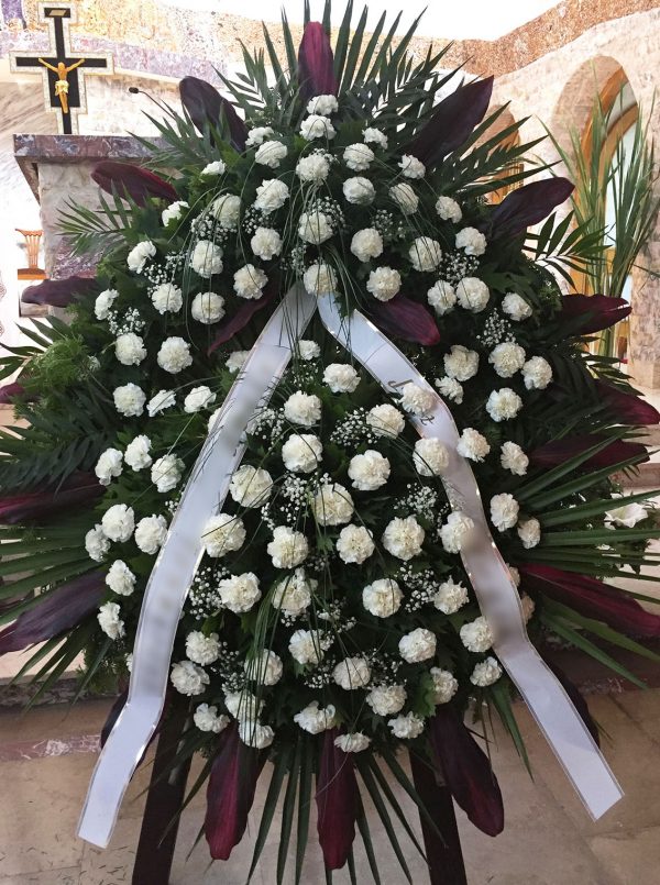 Wieniec duży - Goździk biały wiązanki na pogrzeb kwiaciarnia warszawa powązki