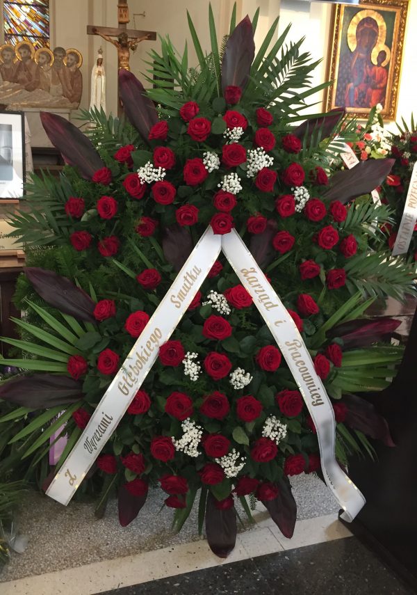 Wieniec duży - Róża czerwona cena kwiaty na pogrzeb warszawa powązki cmentarz