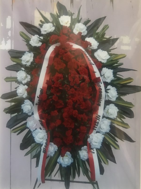 Wieniec łezka duży - Róża czerwona Róża biała cena warszawa pogrzeb kwiaty