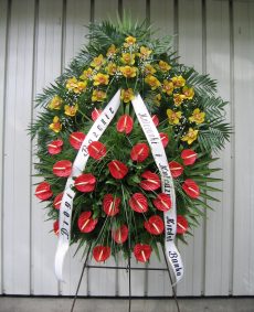 Wieniec średni - Storczyk żółty Anturium czerwone cena warszawa kwiaciarnia pogrzeb wiązanki